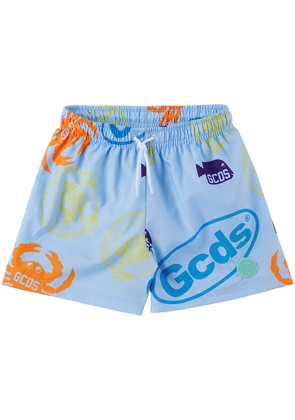 GCDS Kids Kids Blue Shell Swim Shorts