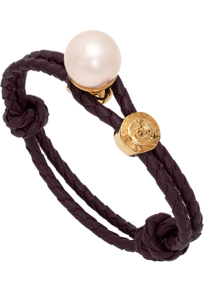 Versace Purple Leather & Pearl Bracelet