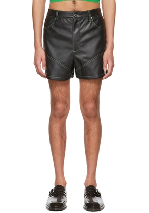 Eckhaus Latta Black Faux-Leather Switch Shorts