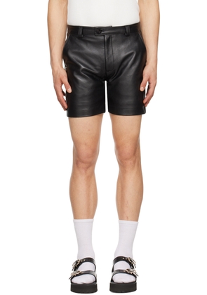 Ernest W. Baker Black Four-Pocket Leather Shorts