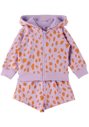 Stella McCartney Baby Purple & Orange Neon Leopard Hoodie & Shorts Set
