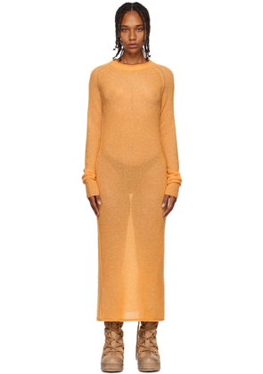 Acne Studios Orange Metallic Thread Maxi Dress