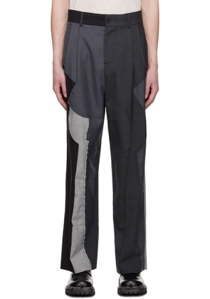 Feng Chen Wang Black & Gray Patchwork Trousers