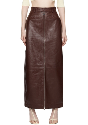 Niccolo Pasqualetti Brown Patta Leather Maxi Skirt