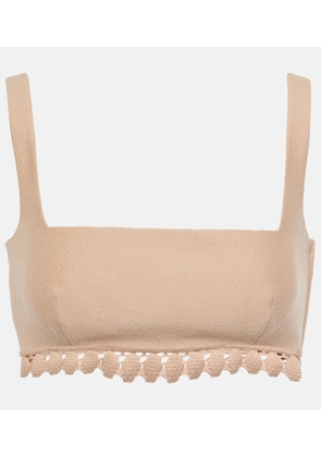 Valentino Scalloped cotton-blend bra top