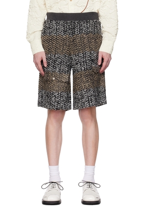 Andersson Bell Black & Beige Striped Shorts