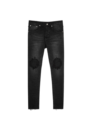 Purple Brand Black Distressed Slim-leg Jeans - W34
