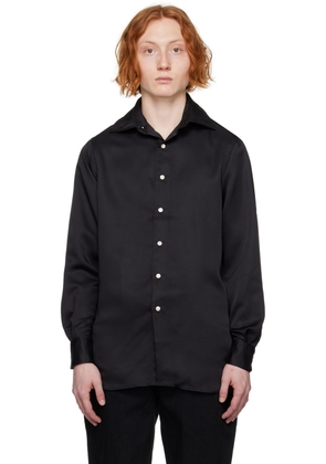 Factor's Black Silk Long Sleeve Dress Shirt