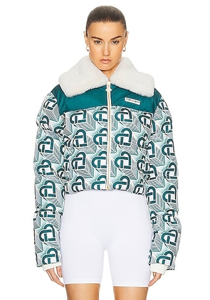 Casablanca Puffer Jacket in Heart Monogramme Green - Green. Size S (also in XS).