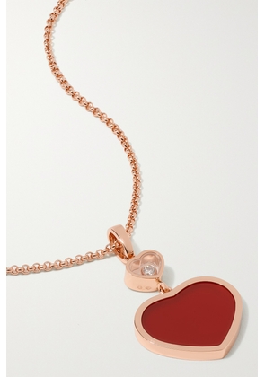 Chopard - Happy Hearts 18-karat Rose Gold, Carnelian And Diamond Necklace - Red - One size