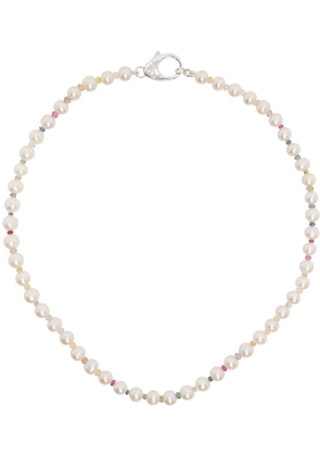 Hatton Labs White Pearl Rainbow Gradient Crystal Chain Necklace