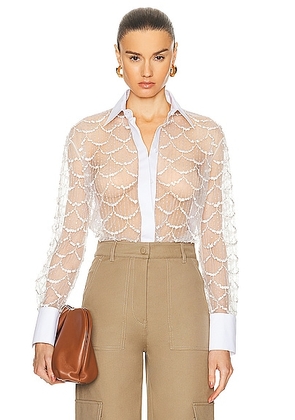 Valentino Embroidered Shirt in Avorio - White. Size 38 (also in ).