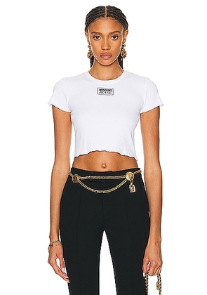 Moschino Jeans Short Sleeve Top in White - White. Size L (also in M, S, XS).