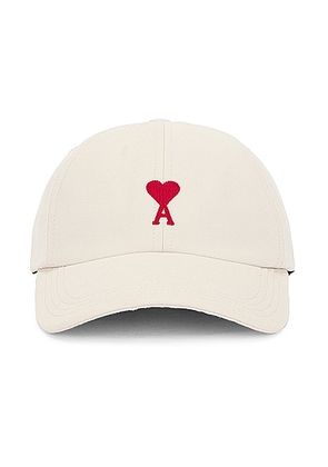 ami Red ADC Embroidery Cap in Chalk - Cream. Size all.