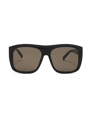 Stella McCartney Square Sunglasses in Shiny Black & Green - Black. Size all.