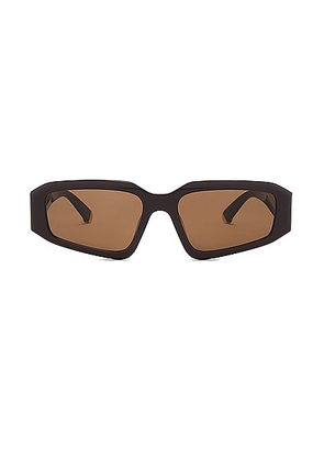 Stella McCartney Rectangular Sunglasses in Shiny Dark Brown & Brown - Brown. Size all.
