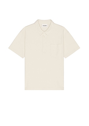 FRAME Duo Fold Polo in White Canvas - Cream. Size L (also in M, S, XL/1X).
