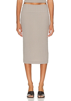 Enza Costa Puckered Pencil Skirt in Limestone - Grey. Size L (also in M, S, XS).
