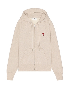 ami ADC Zipped Hoodie in Heather Light Beige - Beige. Size S (also in ).