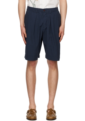 Universal Works Navy Pleated Shorts