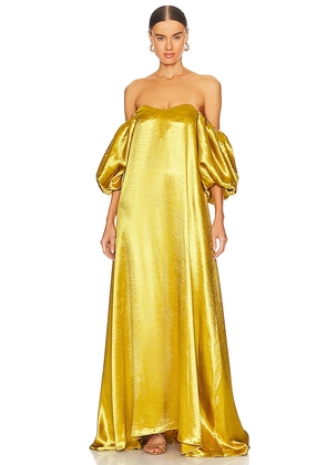 CAROLINE CONSTAS Palmer Maxi Dress in Metallic Gold. Size S.