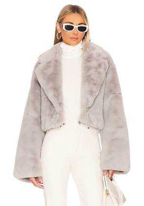 Adrienne Landau Faux Fox Jacket in Grey. Size M, S.