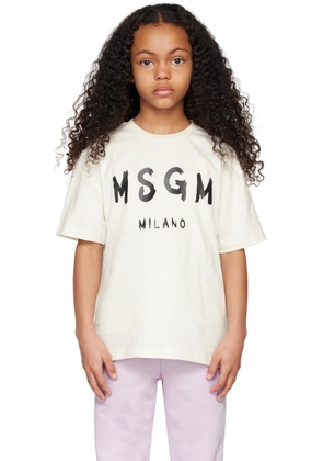 MSGM Kids Kids Off-White Printed T-Shirt