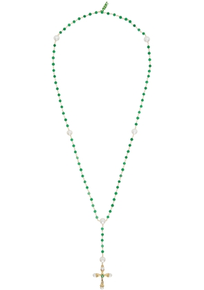 VEERT Gold & Green 'The Green Onyx & Freshwater Pearl' Necklace