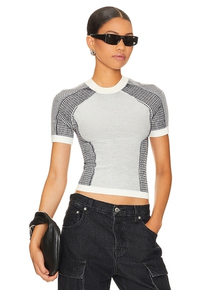 h:ours Charli Moto Top in Light Grey. Size XS.