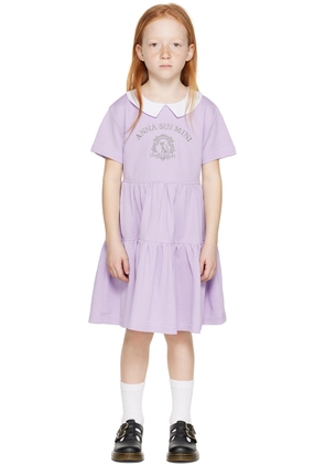 ANNA SUI MINI Kids Purple Embroidered Dress