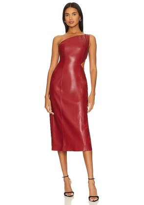House of Harlow 1960 x REVOLVE Bordeaux Faux Leather Midi Dress in Red. Size XS, XXS.