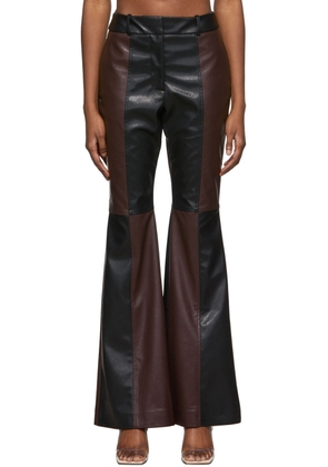 Yuzefi Black & Burgundy Flare Colorblocked Trousers