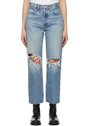 Re/Done Blue Cropped 90's Low Slung Jeans