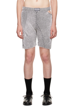 LGN Louis Gabriel Nouchi Black & White Cutout Shorts