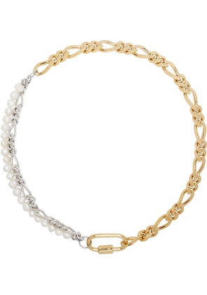 IN GOLD WE TRUST PARIS Gold & Silver Pearl Figaro Necklace