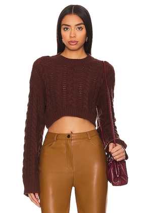 House of Harlow 1960 x REVOLVE Abia Cropped Cable Sweater in Brown. Size M, S, XL, XS.