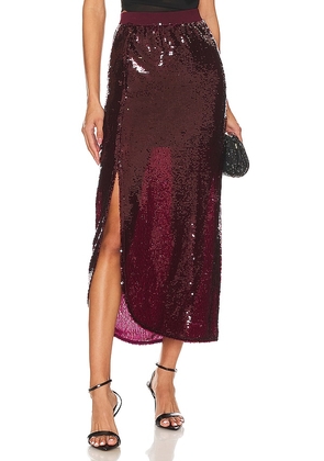ALLSAINTS Opal Sparkle Skirt in Burgundy. Size L, S, XS.