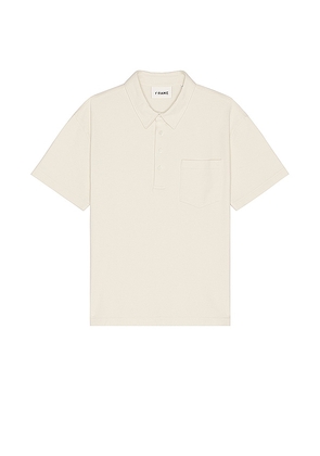 FRAME Duo Fold Polo in Cream. Size M, S, XL/1X.
