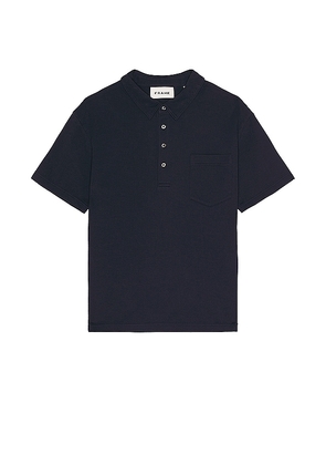 FRAME Duo Fold Polo in Navy. Size M, S, XL/1X.
