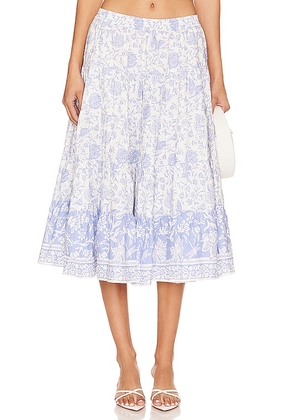 Free People Full Swing Printed Midi Skirt in Baby Blue. Size M, S, XL, XS.