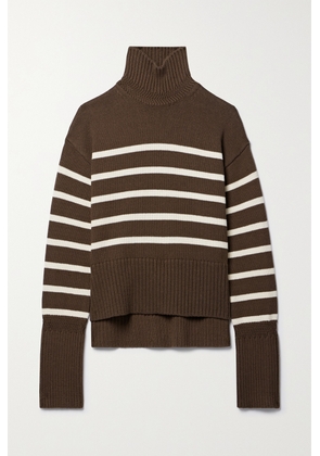 Veronica Beard - Lancetti Striped Cotton Turtleneck Sweater - Brown - x small,small,medium,large,x large