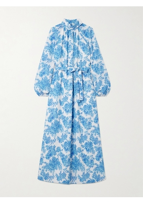 Emilia Wickstead - Elanda Belted Floral-print Crepe Maxi Dress - Blue - UK 6,UK 8,UK 10,UK 12,UK 14,UK 16,UK 18