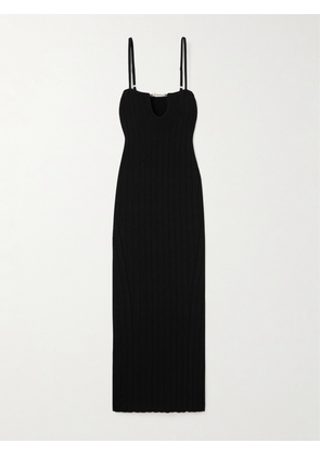 Jacquemus - Embellished Ribbed-knit Midi Dress - Black - FR32,FR34,FR36,FR38,FR40,FR42,FR44,FR46
