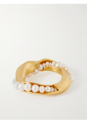 Completedworks - + Net Sustain Drippity Drip Recycled Gold Vermeil Pearl Ring - L,O,R