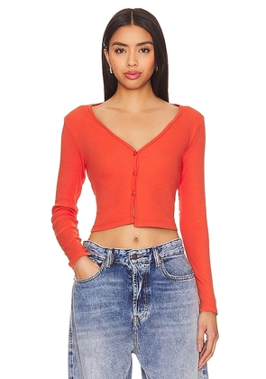 LA Made Sasha Button Up Crop Cardi in Coral. Size M, S, XL, XS.