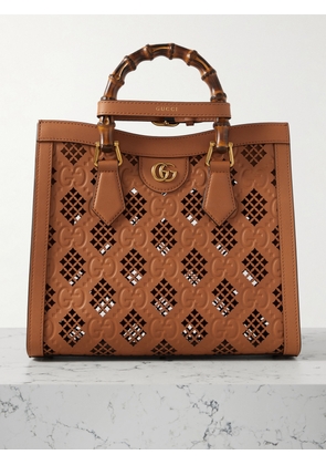 Gucci - Diana Debossed Laser-cut Leather Tote - Brown - One size