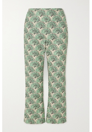 La DoubleJ - Toreo Cropped Printed Cotton-blend Straight-leg Pants - Green - xx small,x small,small,medium,large,x large,xx large