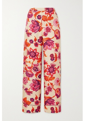 La DoubleJ - Floral-print Silk-twill Pajama Pants - Red - xx small,x small,small,medium,large,x large,xx large