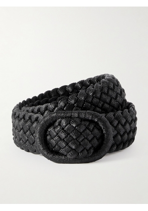 TOTEME - Leather-trimmed Woven Waist Belt - Black - One size