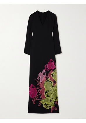 Costarellos - Rania Embroidered Crepe Gown - Black - FR34,FR36,FR38,FR40,FR42,FR44,FR46